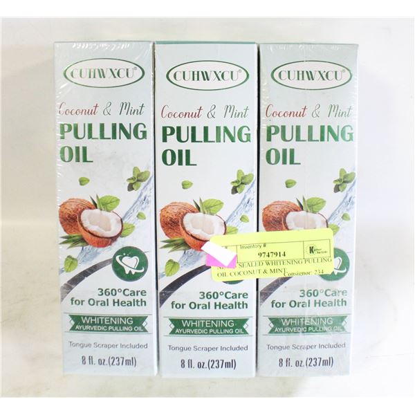 NEW 3 SEALED WHITENING PULLING OIL COCONUT & MINT