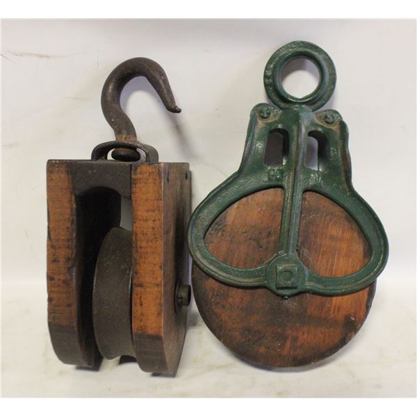 PAIR OF ESTATE OLD PULLYS