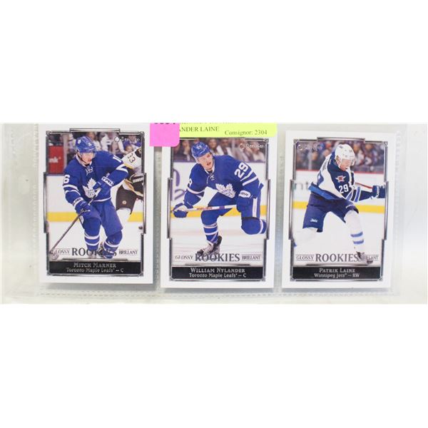 3 UD GLOSSEY ROOKIES MARNER NYLANDER LAINE
