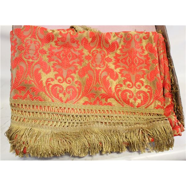 VINTAGE TWIN RED AND GOLD BED COVER
