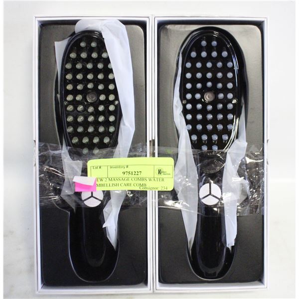 NEW 2 MASSAGE COMBS WATER EMBELLISH CARE COMB
