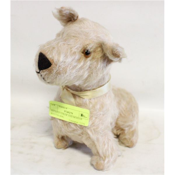 ANTIQUE STRAW AND MOHAIR SCOTTIE DOG