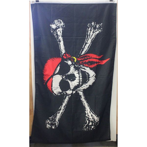 HALLOWEEN PIRATE SKULL FLAG, 5FT X 3FT