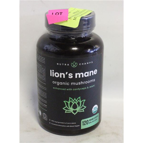 NEW SEALED LIONS MANE ORGANIC MUSHROOMS ENHANCED