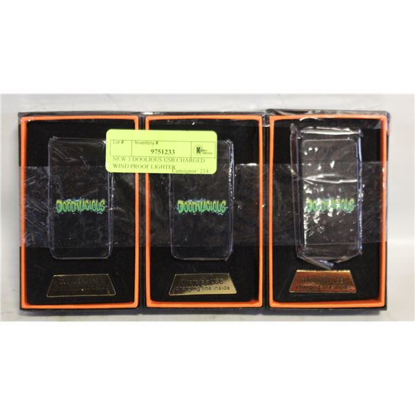 NEW 3 DOOLIOUS USB CHARGED WIND PROOF LIGHTER