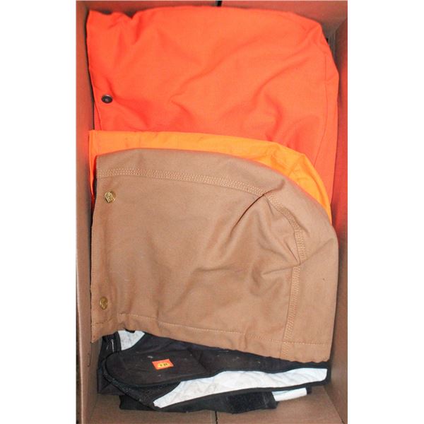 10 SAFETY JACKET HOODS, FR BLACK, TAN & ORANGE