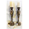 Image 1 : PAIR OF MATCHING CANDLE SHAPED LAMPS APPROX H-30"