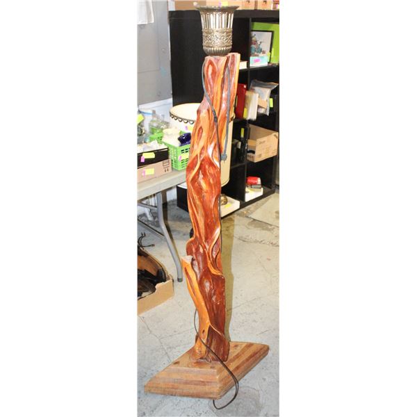 CUSTOM MADE BURL WOOD STANDING LAMP