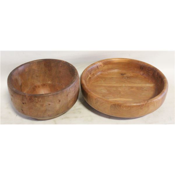 VINTAGE SOLID WOODEN BOWLS STAVED