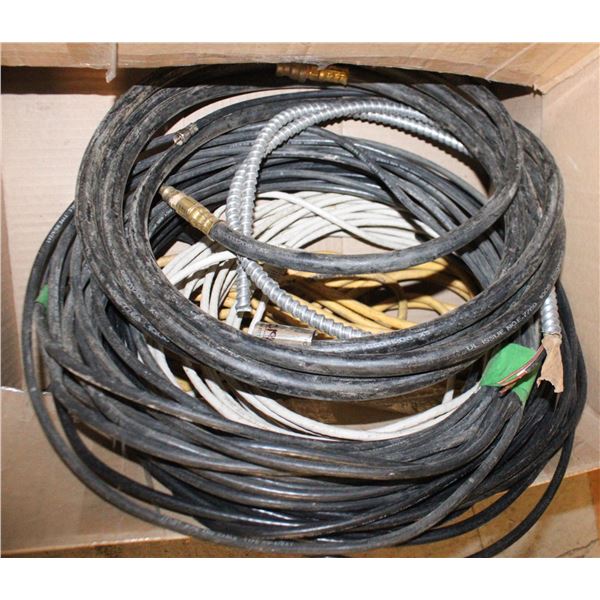 BOX OF COAX CABLE AND WIRES