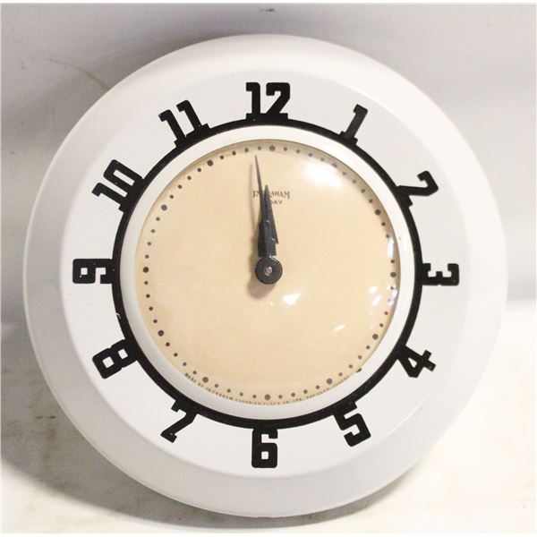 VINTAGE INGRAHAM TIN WIND UP WALL CLOCK
