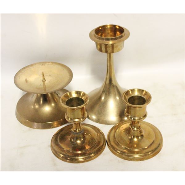 (4) BRASS CANDLE HOLDERS