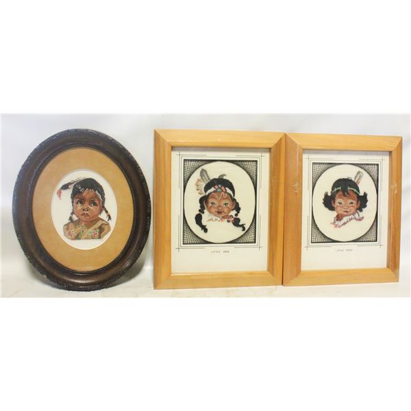 3 PETIT POINT PICTURES VINTAGE