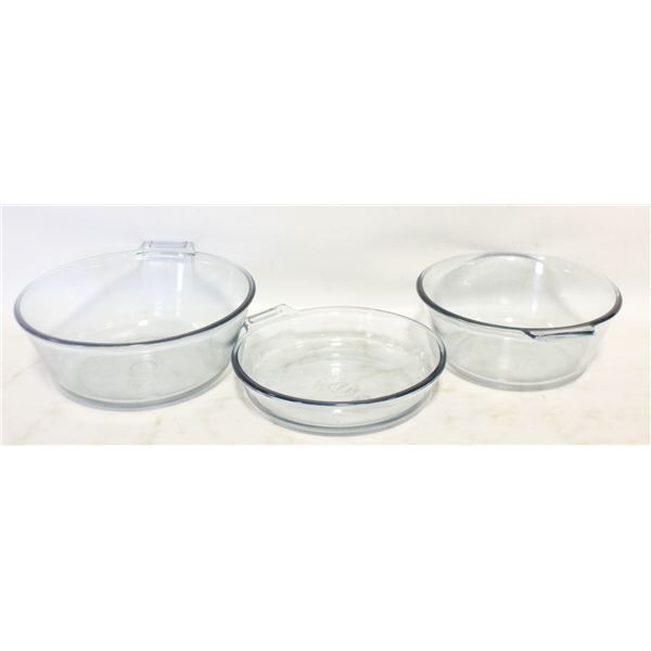 3 VINTAGE PYREX FLAMEWARE BOWLS