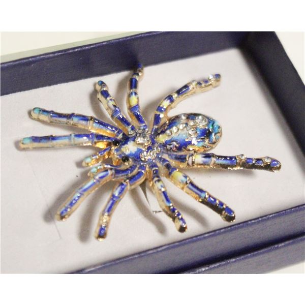 NEW SPIDER BROOCH BLUE OMBRE PAINT