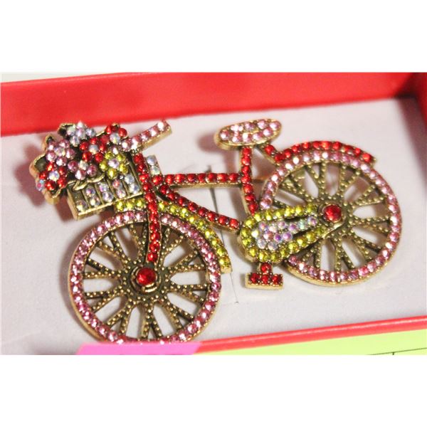 NEW BICYCLE BROOCH RHINESTONE ENCRUSTED