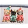 Image 1 : NEW TRIPLE KITTEN BROOCH WITH RHINESTONES