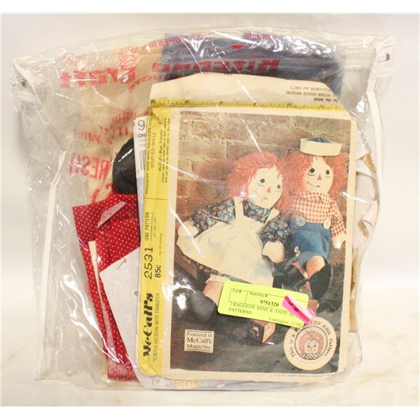 2 RAGGEDY ANNE & ANDY SEWING PATTERNS