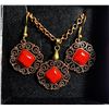 Image 1 : 9)  SET OF RED TURQUOISE WITH COPPER/