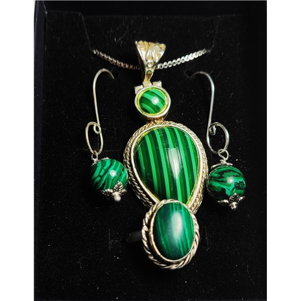 1)  LOT OF MALACITE JEWELERY INCLUDING