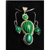 Image 1 : 1)  LOT OF MALACITE JEWELERY INCLUDING