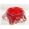 Image 1 : VINTAGE MURANO RED RUFFLE GLASS ASHTRAY