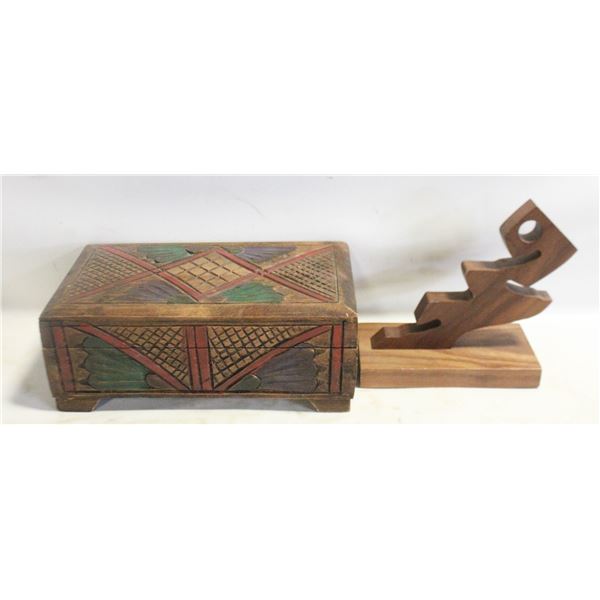 HANDCARVED AND PAINTED WOODEN BOX