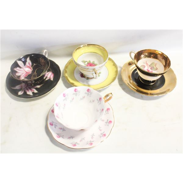 4 TEACUP & SAUCERS, ROYAL ALBERT & OTHERS