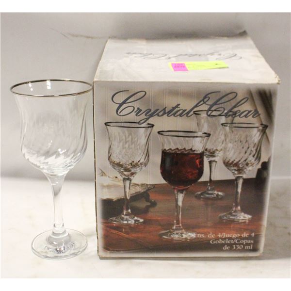 SET OF 4 REGENT PLATINUM CRYSTAL GOBLETS
