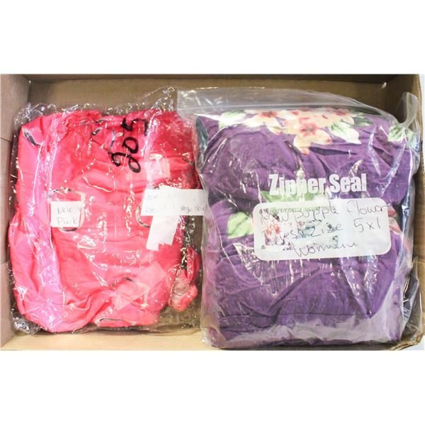 NEW LONG PURPLE FLORAL DRESS 5X & PINK TOP