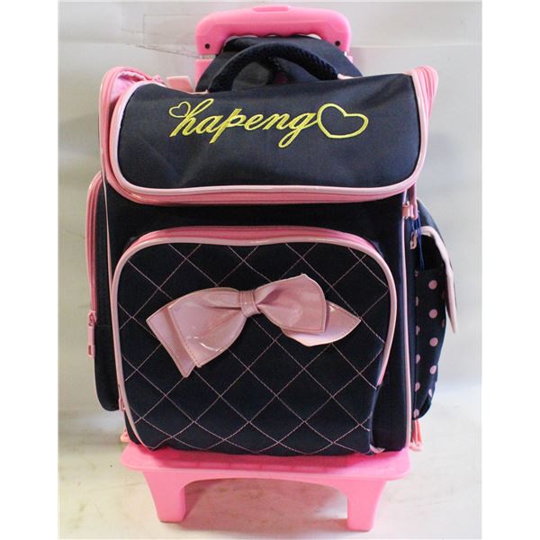 GIRLS CUT PRINT BOWKNOT TROLLEY BACKPACK