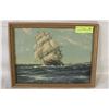 Image 1 : A CLIPPER SHIP AT SEA VINTAGE PRINT 1939