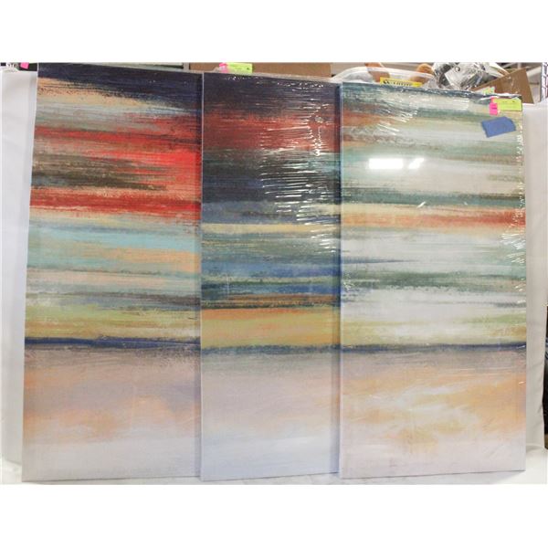 NEW BLUE & RED WALL ART 3PCS 32 X 16"