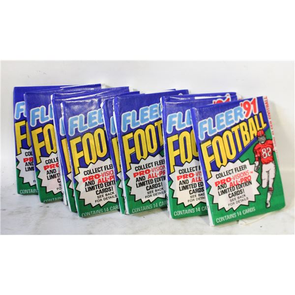LOT OF 12 UNOPENED 1991 FLEER FOOTBALL WAX PACKS