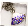 Image 1 : VINTAGE ASIAN FAN FLORAL ENAMEL DAMASCENE