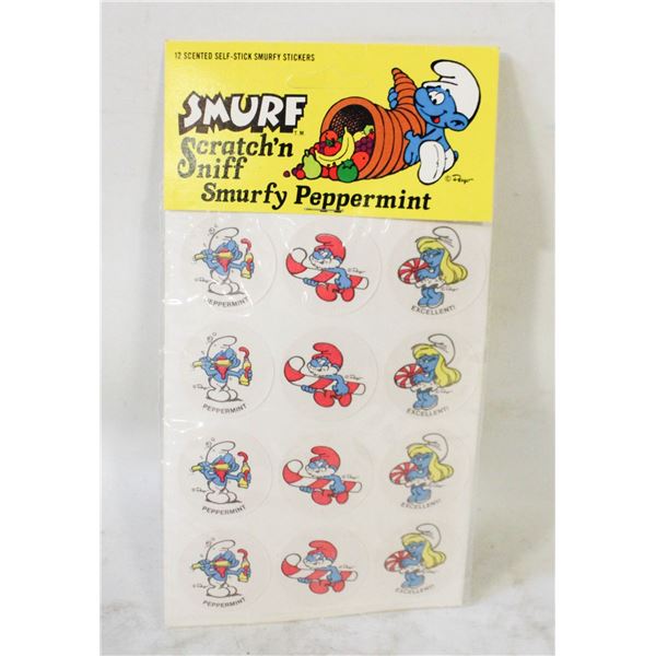 SEALED & UNPUNCHED VTG SMURF SCRATCH N SNIFF