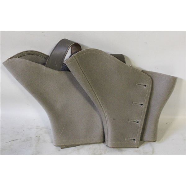 VINTAGE GREY WOOL SPATS W BUTTONS SIZE 8