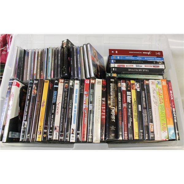 TUB FULL OF DVDS AND CDS