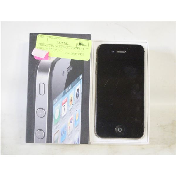 IPHONE 4 IN ORIGINAL BOX WITH CORD & UNOPEND