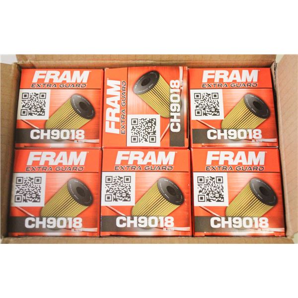 LOT OF 6 FRAM EXTRA GUARD CH9018 OIL FILTER