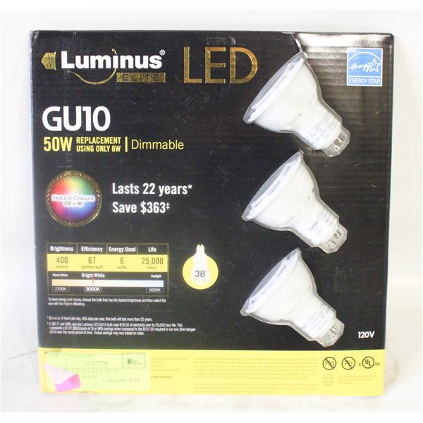 LUMINUS ELITE LED GU10 DIMMABLE 3PACK