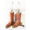 Image 1 : PAIR UNIQUE VINTAGE COWBOY BOOT LAMPS