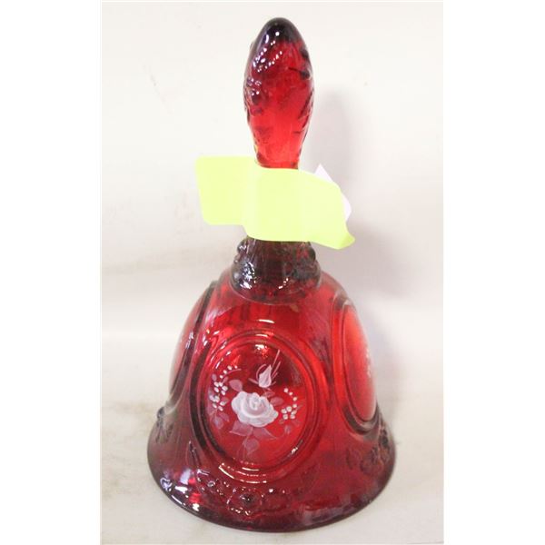VTG FENTON RUBY RED BELL HANDPAINTED