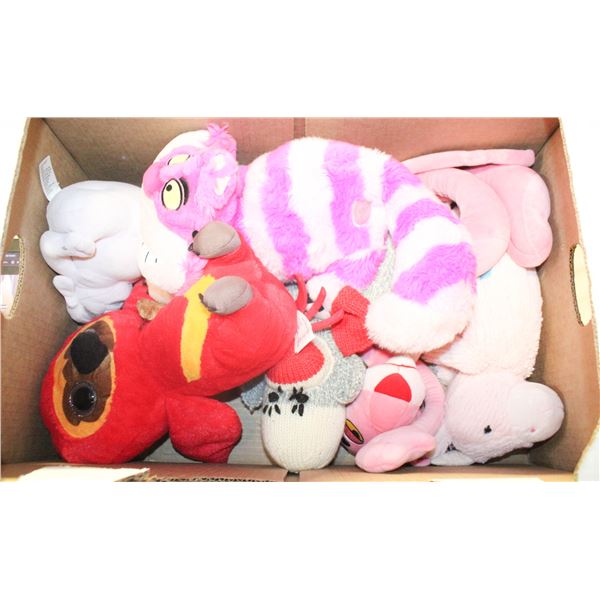 FLAT OF PLUSHIES INCLUDING THE PINK PANTHER, SOCK-