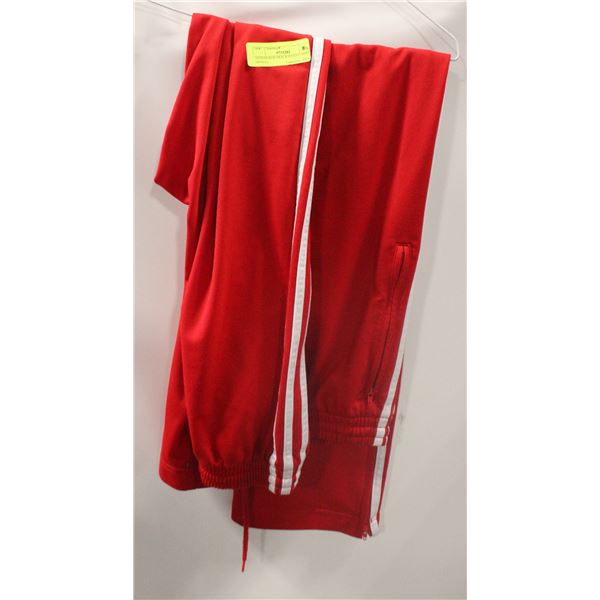 ADIDAS RED TRACK PANTS (ADULT SMALL),