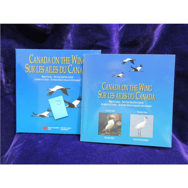 1995 50 cent "Birds of Canada" Atlantic Puffin, Whooping Crane