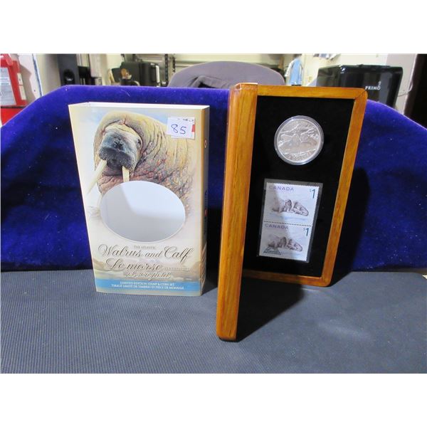 2005 $5 coin and stamp set "The Walrus and Calf"