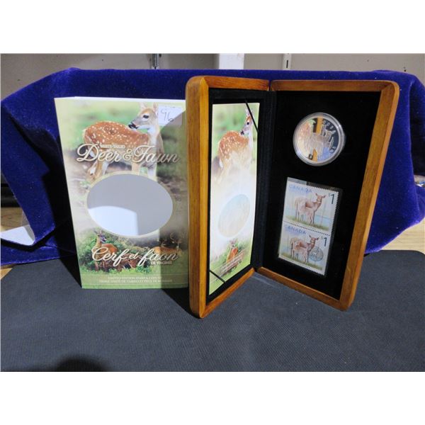 2005 $5 Silver Coin and Stamp Set, Deer & Fawn
