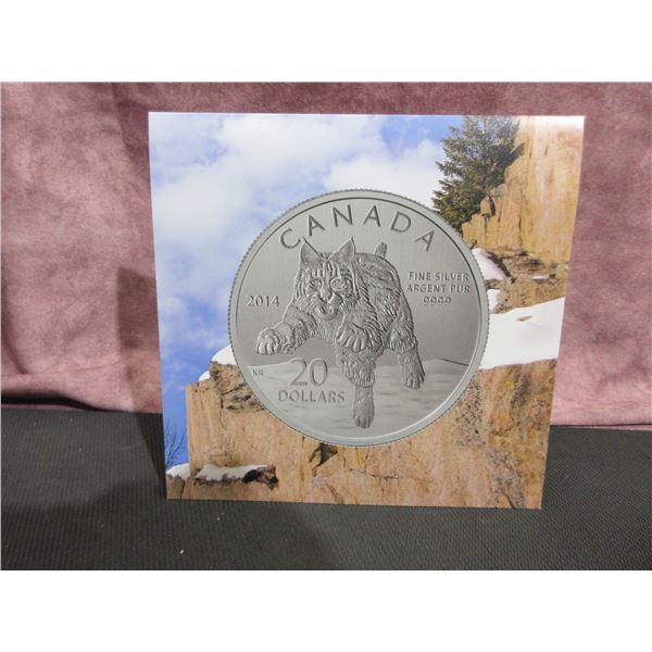 2014 $20 Fine Silver Coin. Lynx