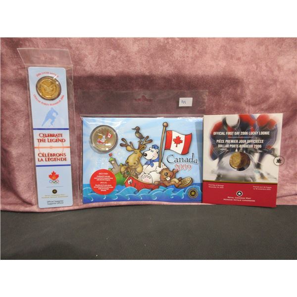 2 - 2006 Olympic Lucky Loonies and 2009 Canada Day 25 Cent Coin